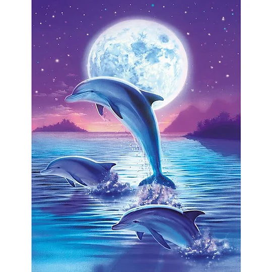 Jumping Dolphin 50*60cm full round drill diamond painting