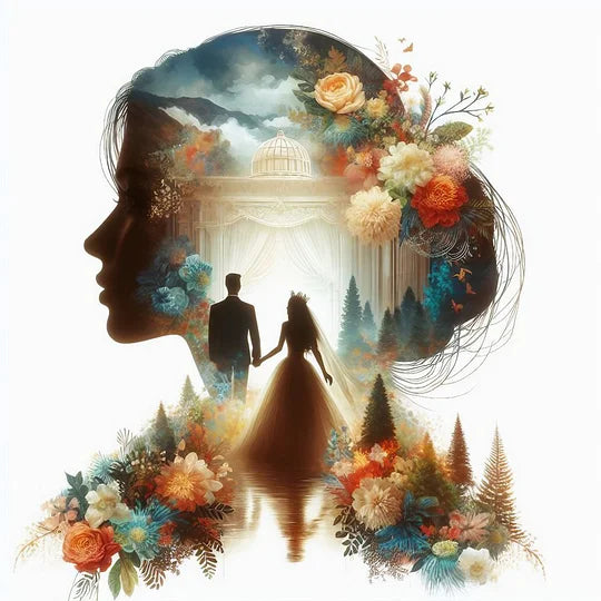 Romantic Wedding Silhouette 30*30cm full round drill diamond painting