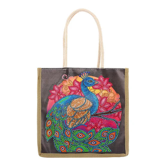 Peacock Diamond Painting Tote Bag