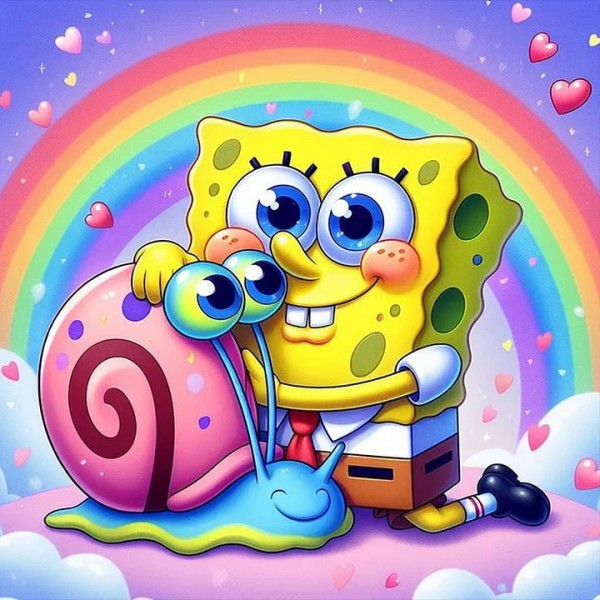 SpongeBob SquarePants and snail 30*30cm full square drill diamond painting