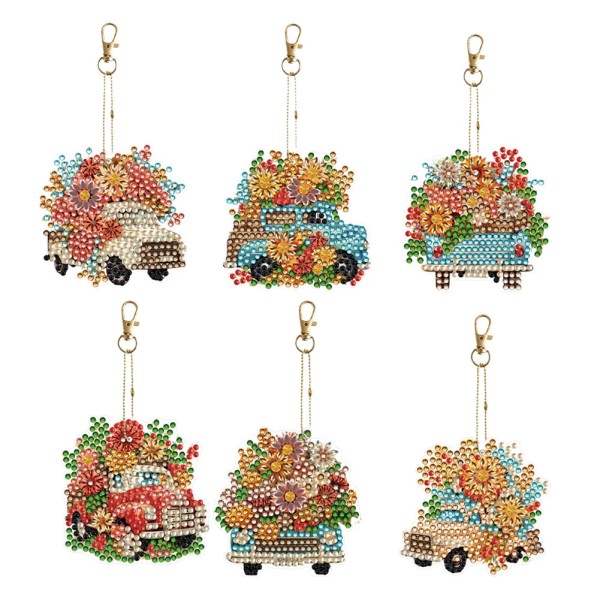 Diamond Painting Keychains Flower Trolley