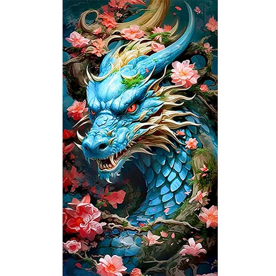 Flower and Dragon 45*80cm full round drill diamond painting