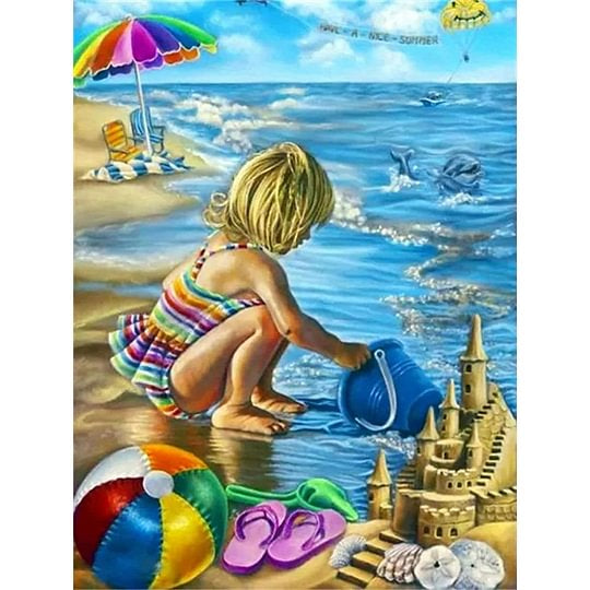 Leisure Time By The Sea 30*40cm full round drill diamond painting