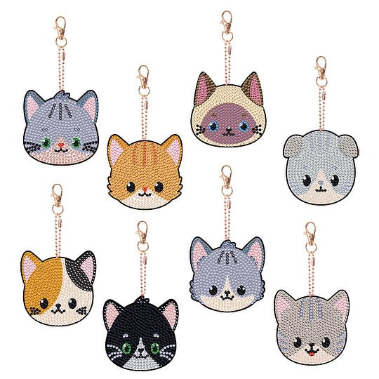 8 pcs Diamond Art Key Rings