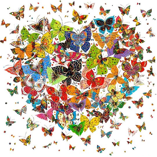 Butterfly Heart 30*30cm (canvas) full round drill diamond painting