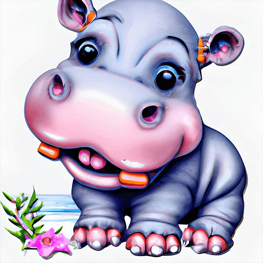 Baby Hippopotamus 30*30cm full round drill diamond painting