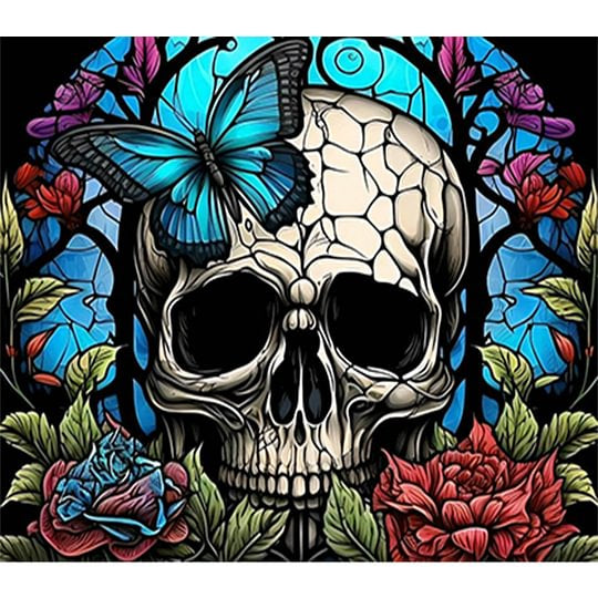 Skull Glass Painting 50*45cm (canvas) full round drill diamond painting