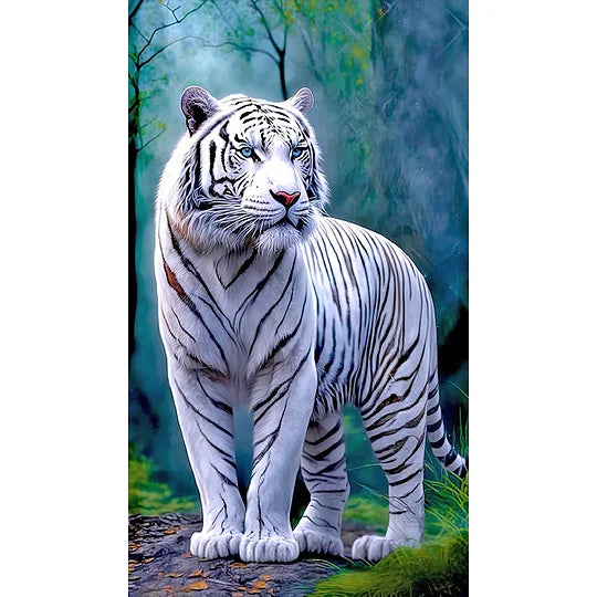 White Tiger 40*70cm full round drill diamond painting