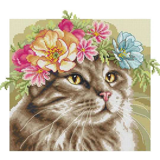 Maine Coon Partial 16CT Pre-stamped 28*26cm Cross Stitch