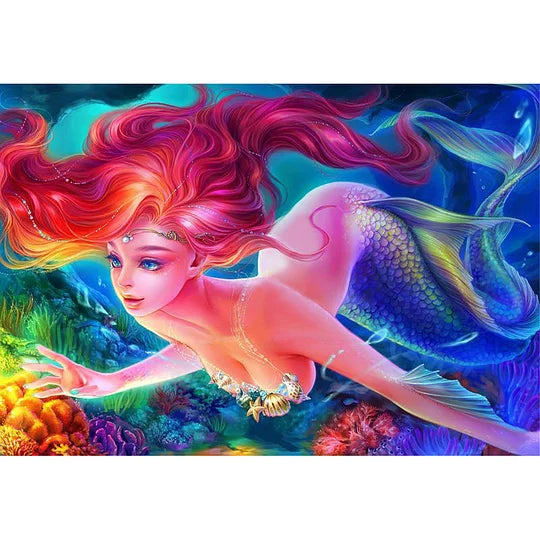 Mermaid Ariel 50*30cm full round drill diamond painting