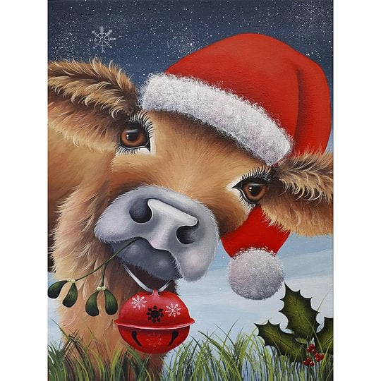 Christmas Cow 30*40cm full round drill diamond painting