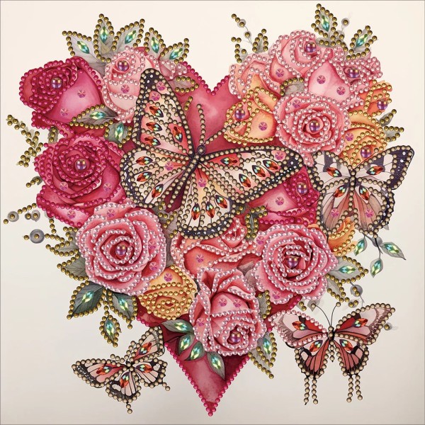 Love Butterfly Rose 30*30cm special shaped drill diamond painting