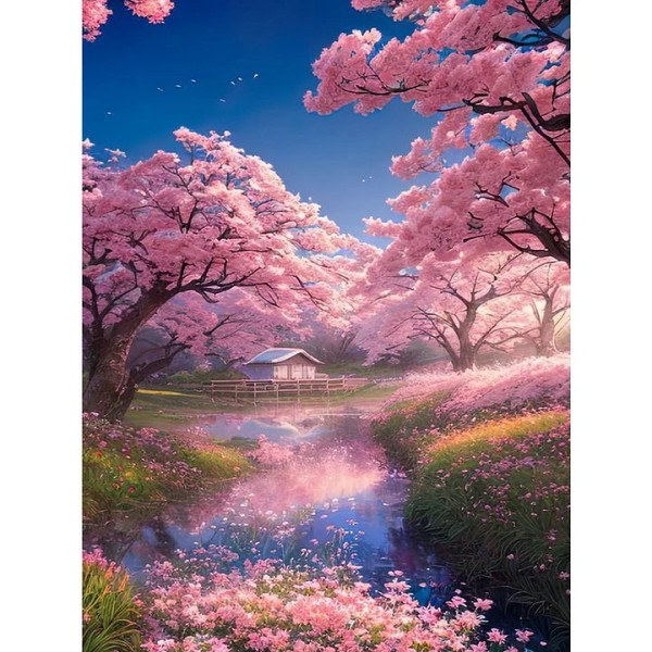 Romantic Sakura 30*40cm full square drill diamond painting