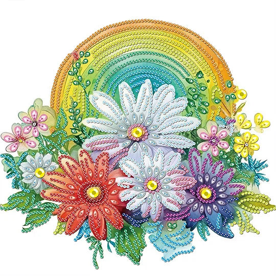 Rainbow With Flowers 30*30cm special shaped drill diamond painting