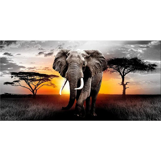 Elephant 80*40cm (canvas) full round drill diamond painting