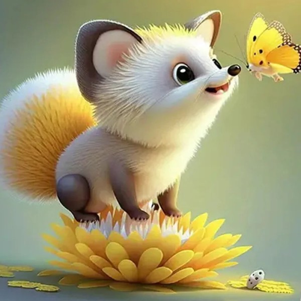 Cute Fox Flower 30*30cm full round drill diamond painting