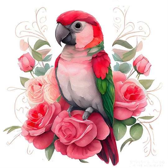 Full Round Drill Diamond Painting 30*30cm Flowers And Parrots