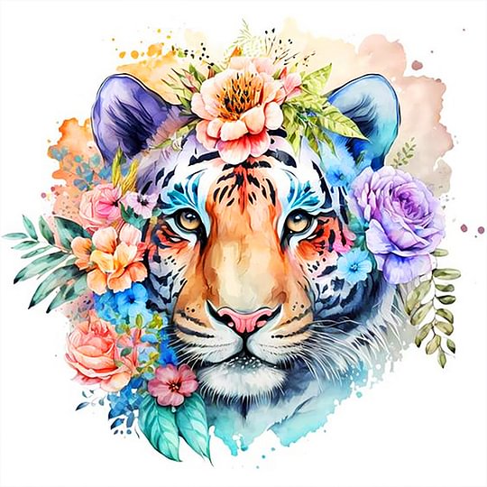 Tiger in Flowers