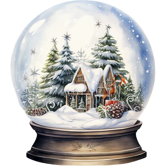 Christmas House Crystal Ball 30*30cm full round drill diamond painting