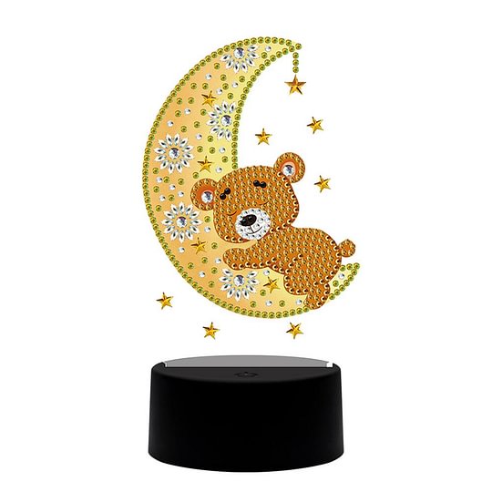 DIY Diamond Painting LED Light Moon Bear Lamp Ornament