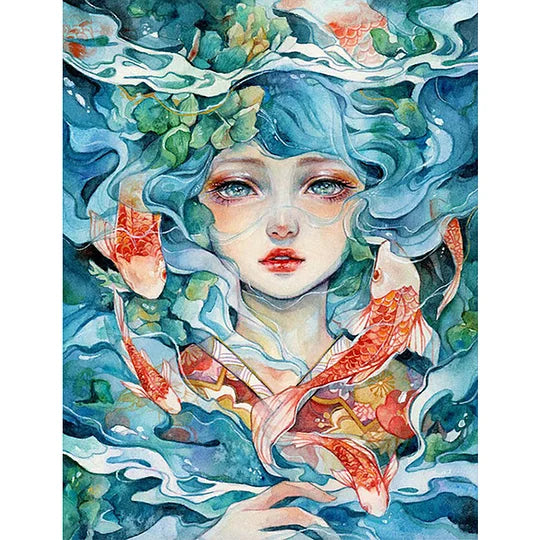 Goldfish Girl 50*60cm full round drill diamond painting