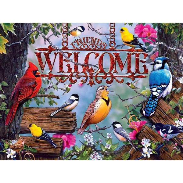 Welcome Letter Flower and Bird Illustration 40*50cm full square drill diamond painting