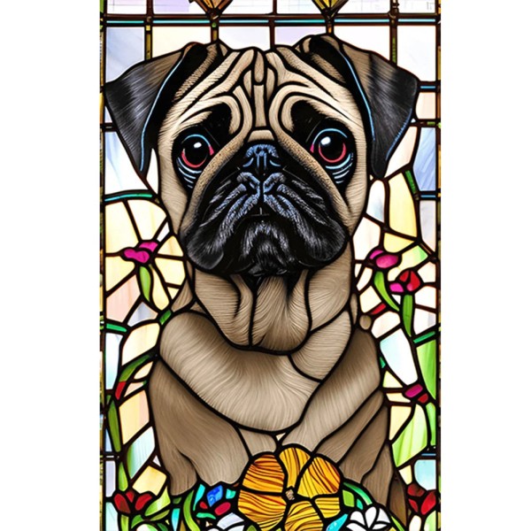 Stained Glass Art Pug Dog 40*60cm full round drill diamond painting