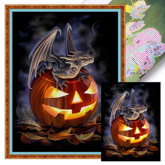 Halloween Pumpkin And Pterodactyl Full 11CT 40*55cm Cross Stitch