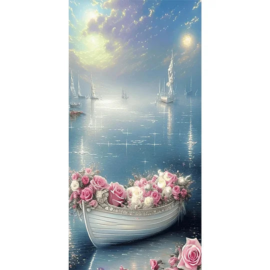 Dream Flower Boat 40*80cm full round drill diamond painting
