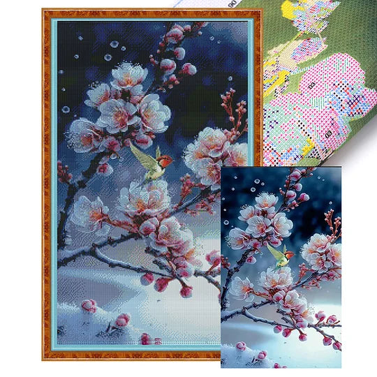 18CT Pre-stamped 30*50cm Cross Stitch Plum