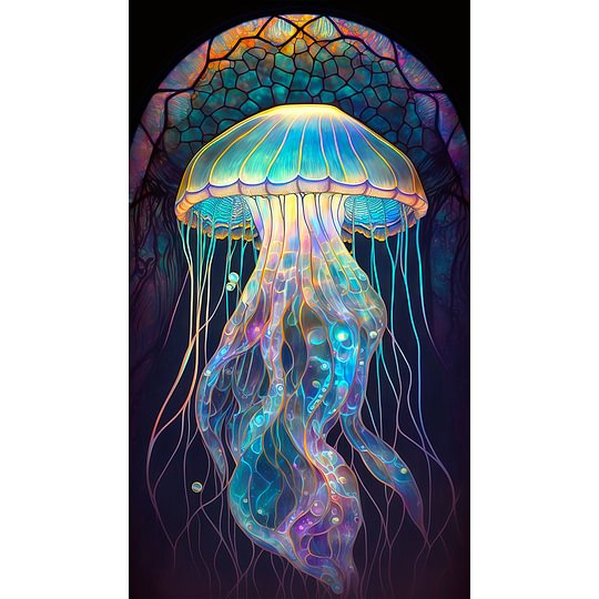 Jellyfish Glass Painting 40*70cm full round drill diamond painting