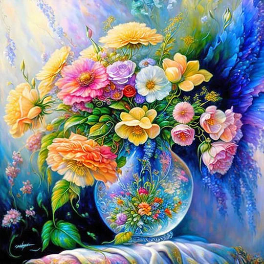 Beautiful Flowers 30*30cm full round drill diamond painting