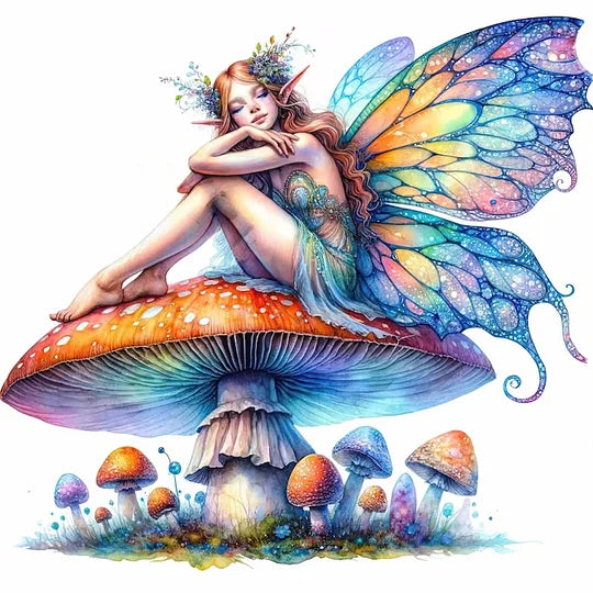 Mushroom Fairy 30*30cm full round drill diamond painting