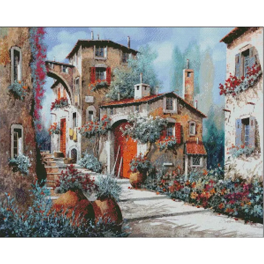 Between Houses 50*40cm full round drill diamond painting