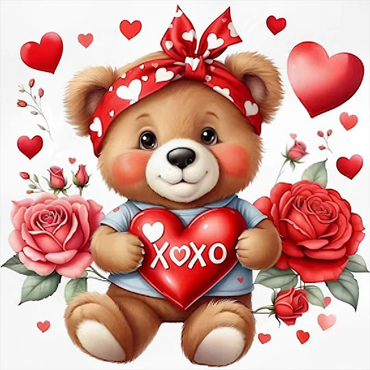 Love Rose Bear 30*30cm full round drill diamond painting