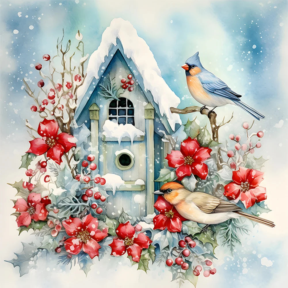 Bird House and Birds Full 11CT Pre-stamped canvas 40*40cm cross stitch