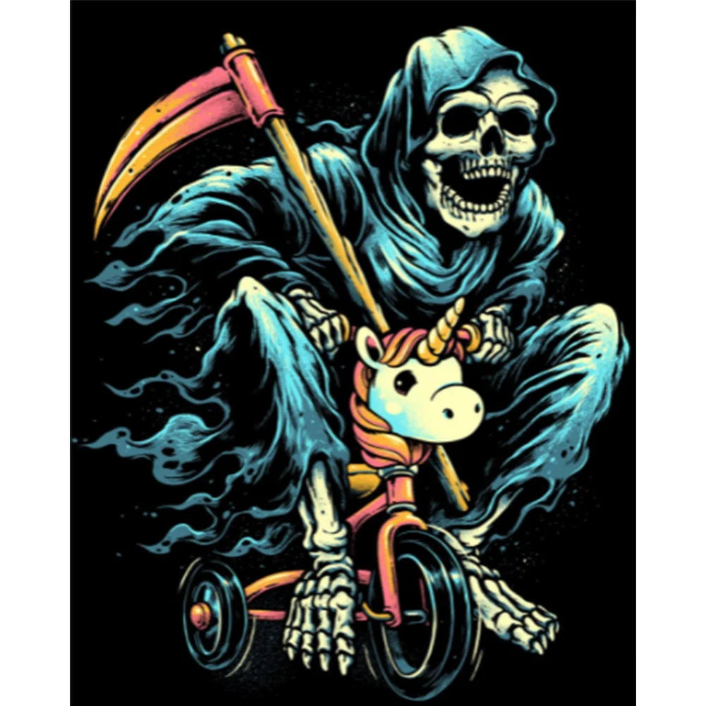 Skeleton Man Riding a Bicycle Full 11CT Pre-stamped canvas 45*55cm cross stitch