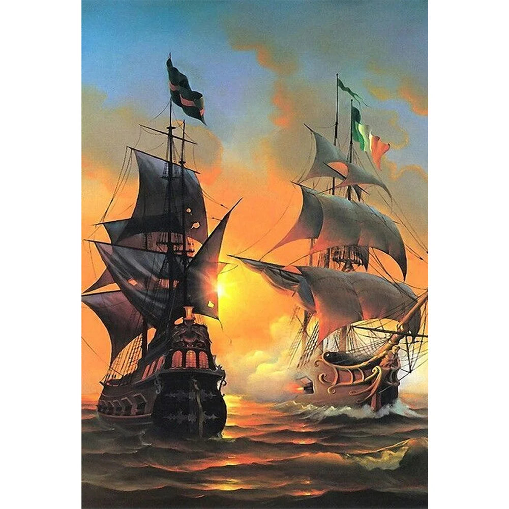 Sea Sailing Boat 50*70cm full square drill diamond painting