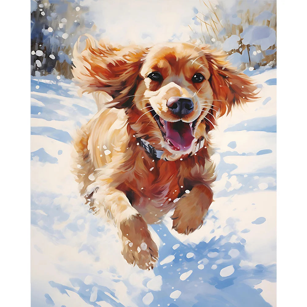 Puppy in Snow Full 11CT Pre-stamped 40*50cm cross stitch