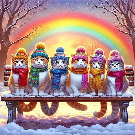 Rainbow Cat 30*30cm full round drill diamond painting