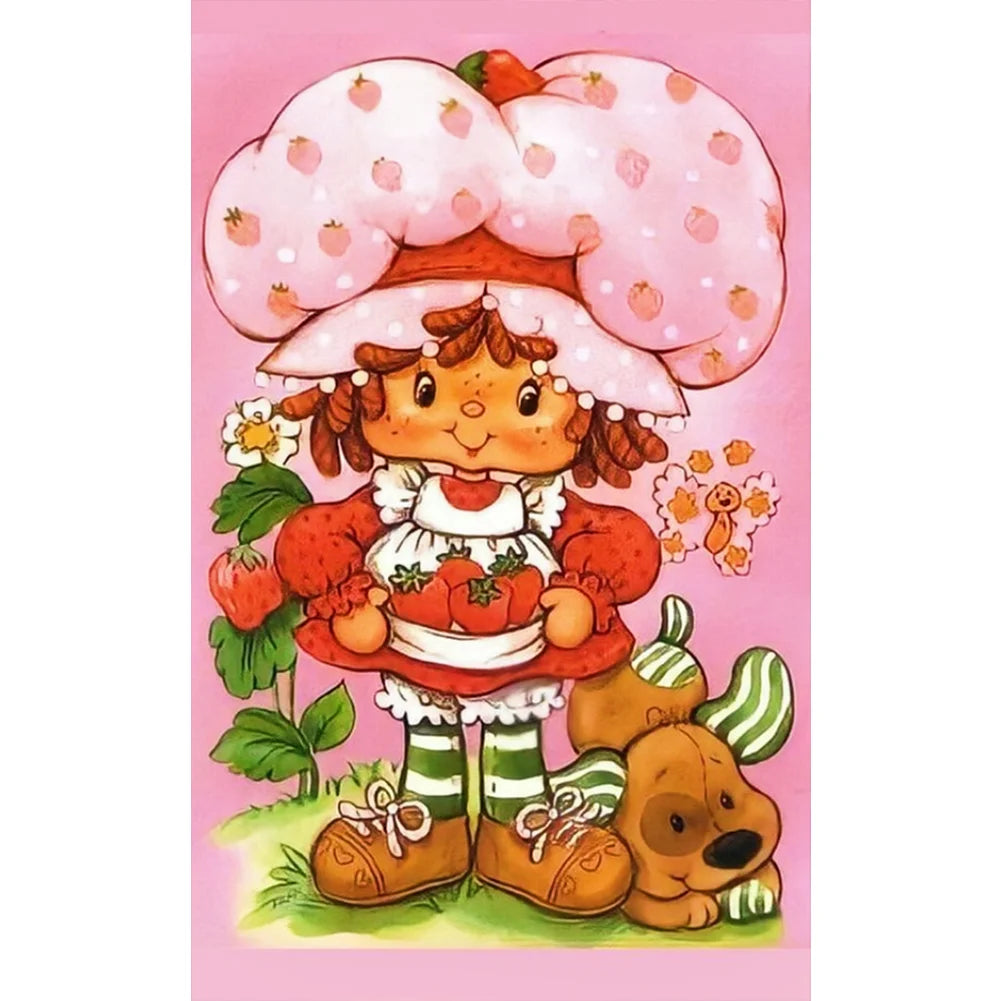 Strawberry Girl 30*50cm full round drill diamond painting with AB drills