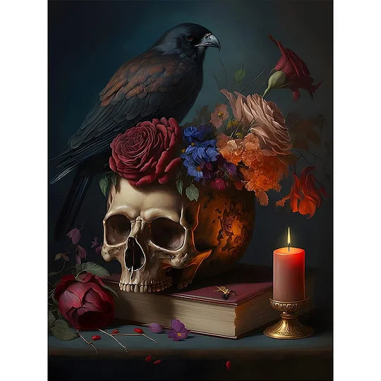 Skeleton Crow 30*40cm full round drill diamond painting