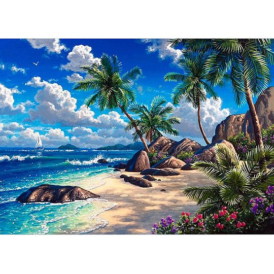 Seaside Beach 50*40cm full round drill diamond painting