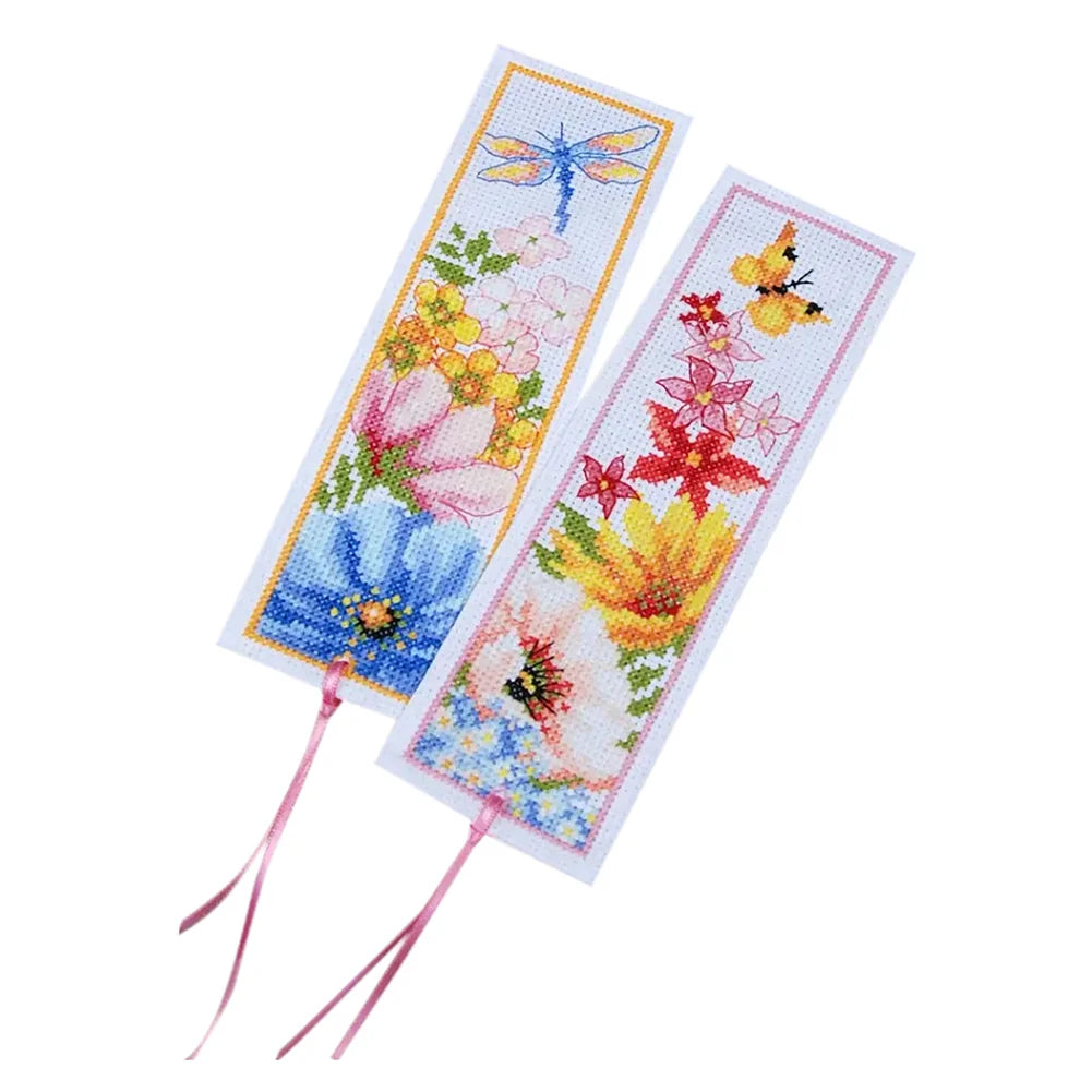 Counted cross stitch flower bookmarks 14CT