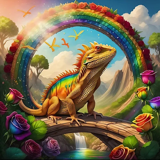 Rainbow winged Lizard 30*30cm full round drill diamond painting