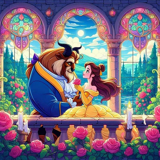 Beauty and the Beast 50*50cm full round drill diamond painting