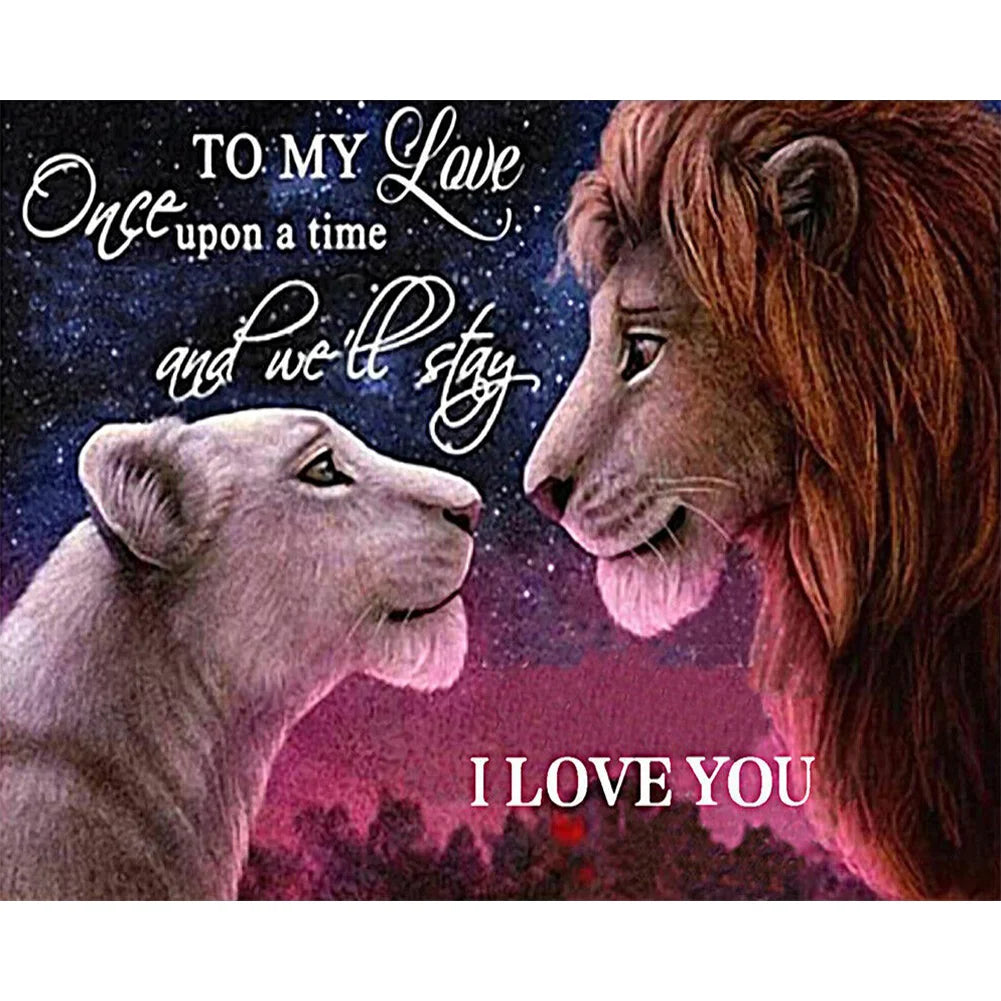 Lion King and Queen 50*40cm full round drill diamond painting