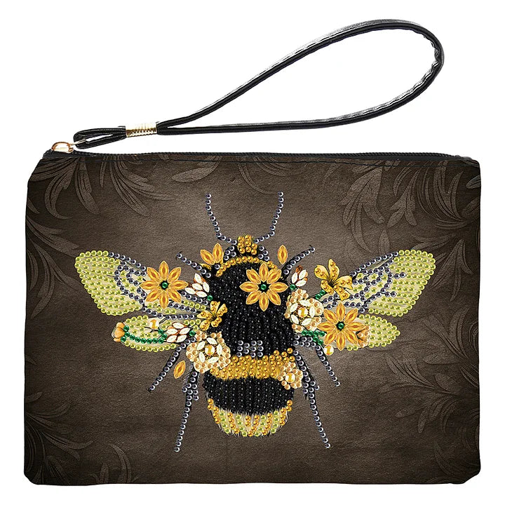 PU partial special shaped bee diamond painting purse