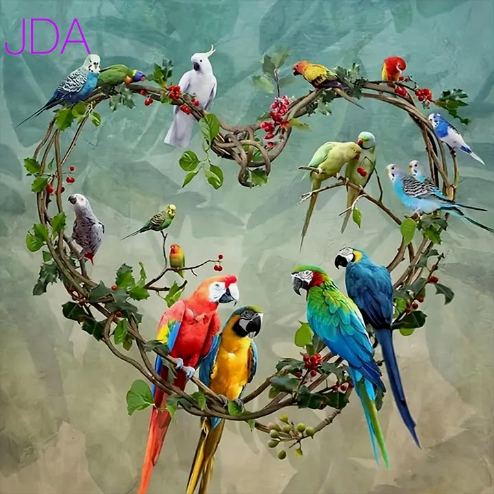 Love Garland Parrot 30*30cm full round drill diamond painting