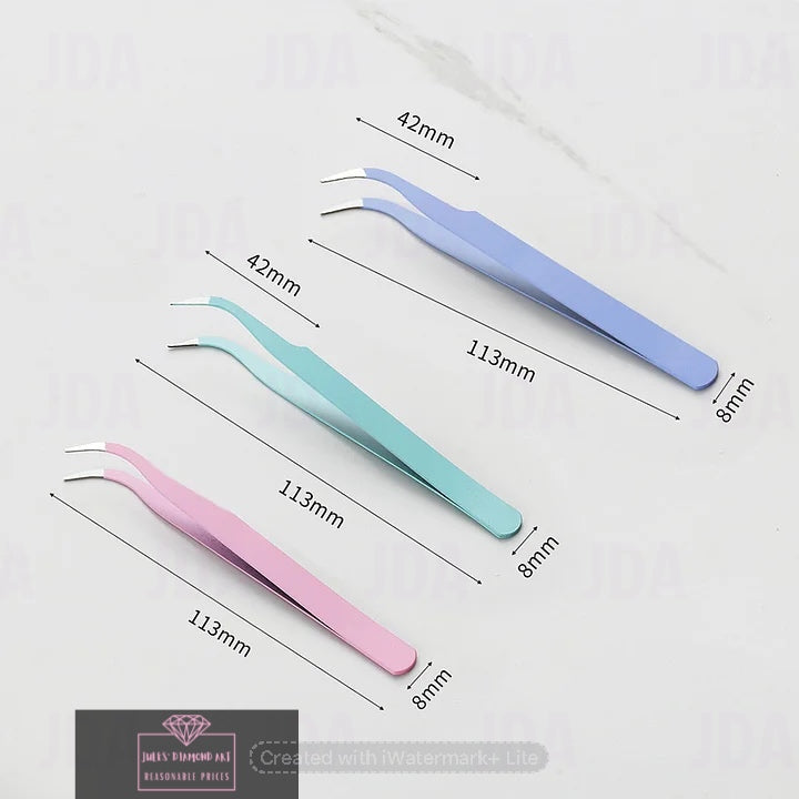 3 pcs diamond painting stainless steel elbow tweezers